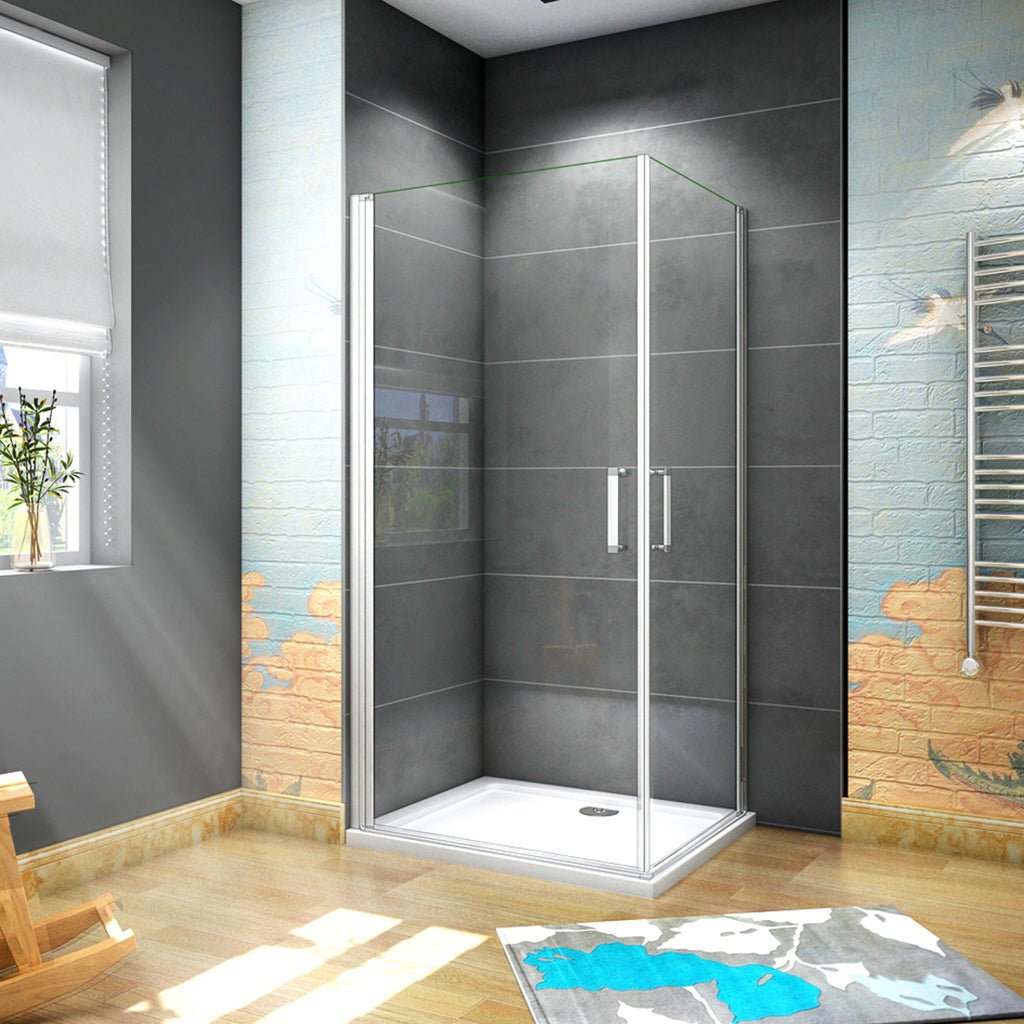 Nicchia doccia 80 cm con porta battente in vetro temperato trasparente e  profilo nero - Nilo