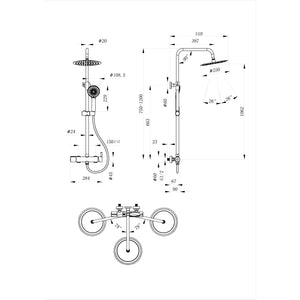 AICA Colonna doccia con miscelatore meccanico, rubinetto doccia 28x4.5cm, soffione doccia rotondo da 25cm in acciaio inox cromato