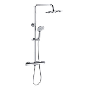 AICA Colonna Doccia con Miscelatore Termostatico, Rubinetto Doccia 300x45mm, Soffione Doccia Tondo in Acciaio Inox 25cm, Altezza Regolabile, Set Doccia Completo, Cromato o Nero opaco