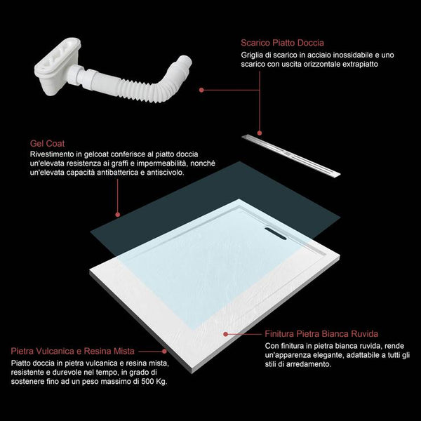 Aica Piatto Doccia Rettangolare In Pietra Vulcanica e Resina Mista Fin –  AICA ITALY S.R.L.